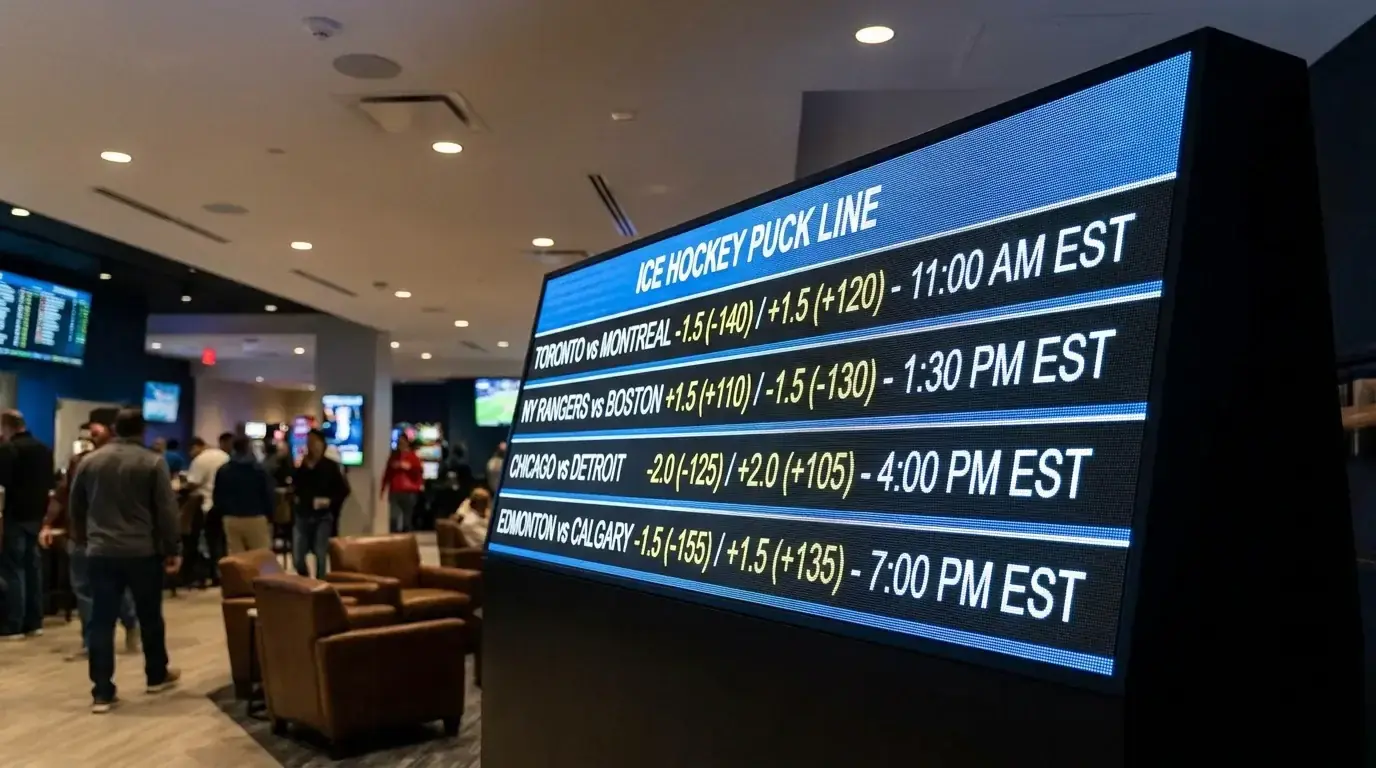 Sportsbook odds display showing multiple puck line options for an ice hockey match