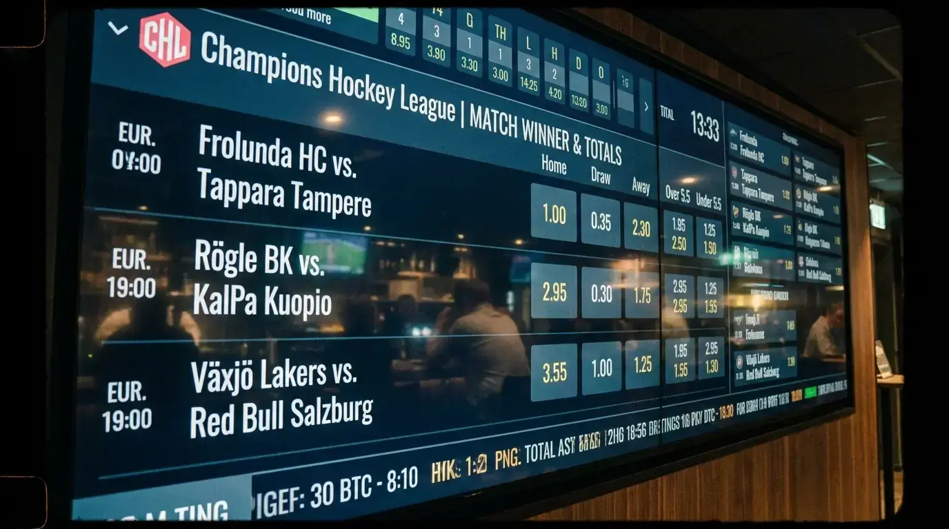 Sports betting screen showing available CHL match winner and totals markets