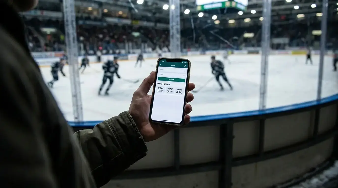 Mobile phone showing EIHL betting markets at a UK bookmaker