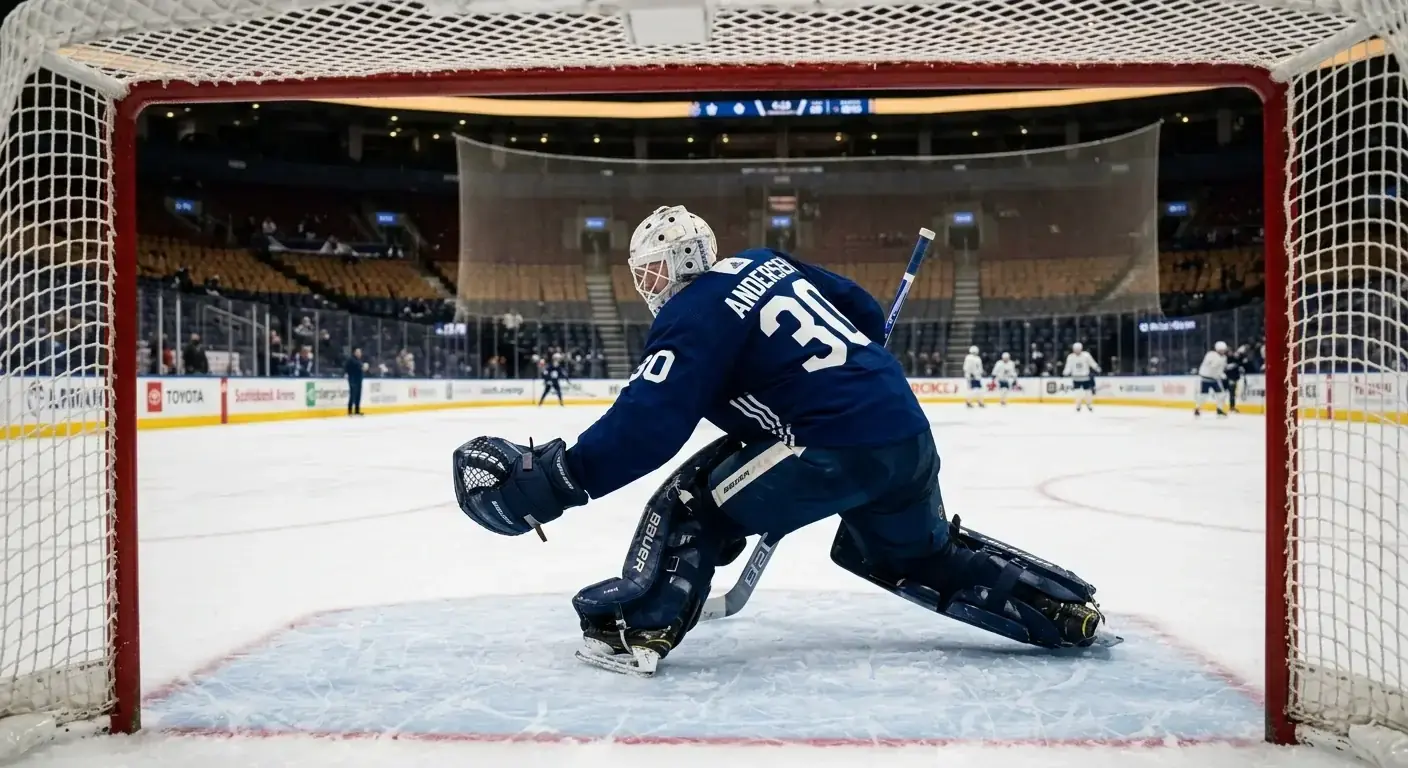 Backup goaltender warming up before a back-to-back second game start