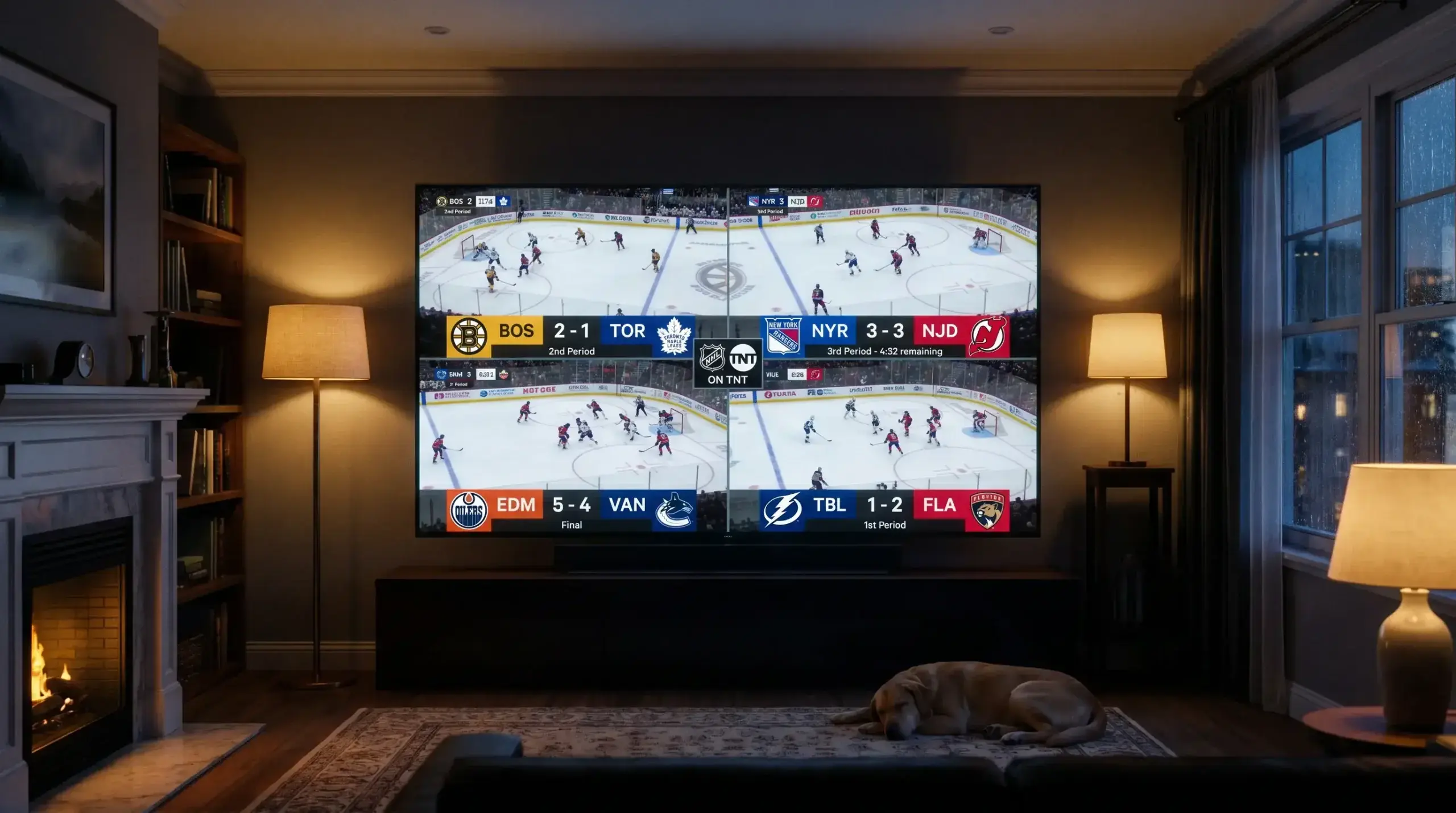 Multiple NHL game scenes representing legs in a hockey accumulator bet